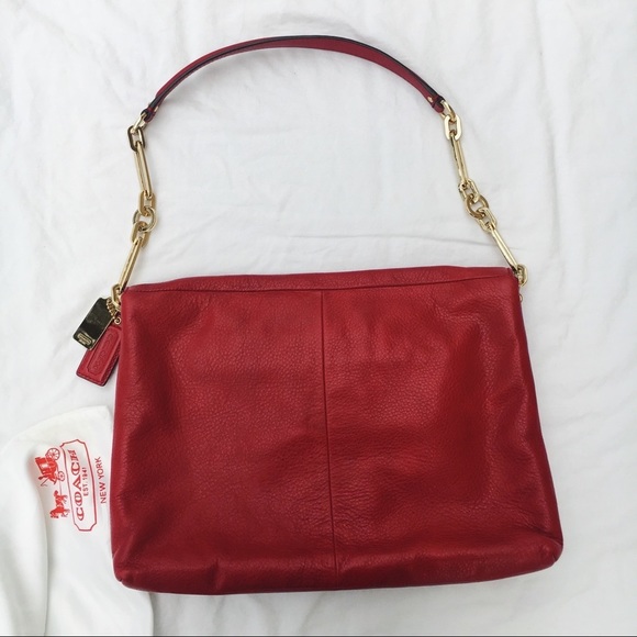 Authentic COACH Leather Bag Red & Gold Purse - Picture 8 of 8